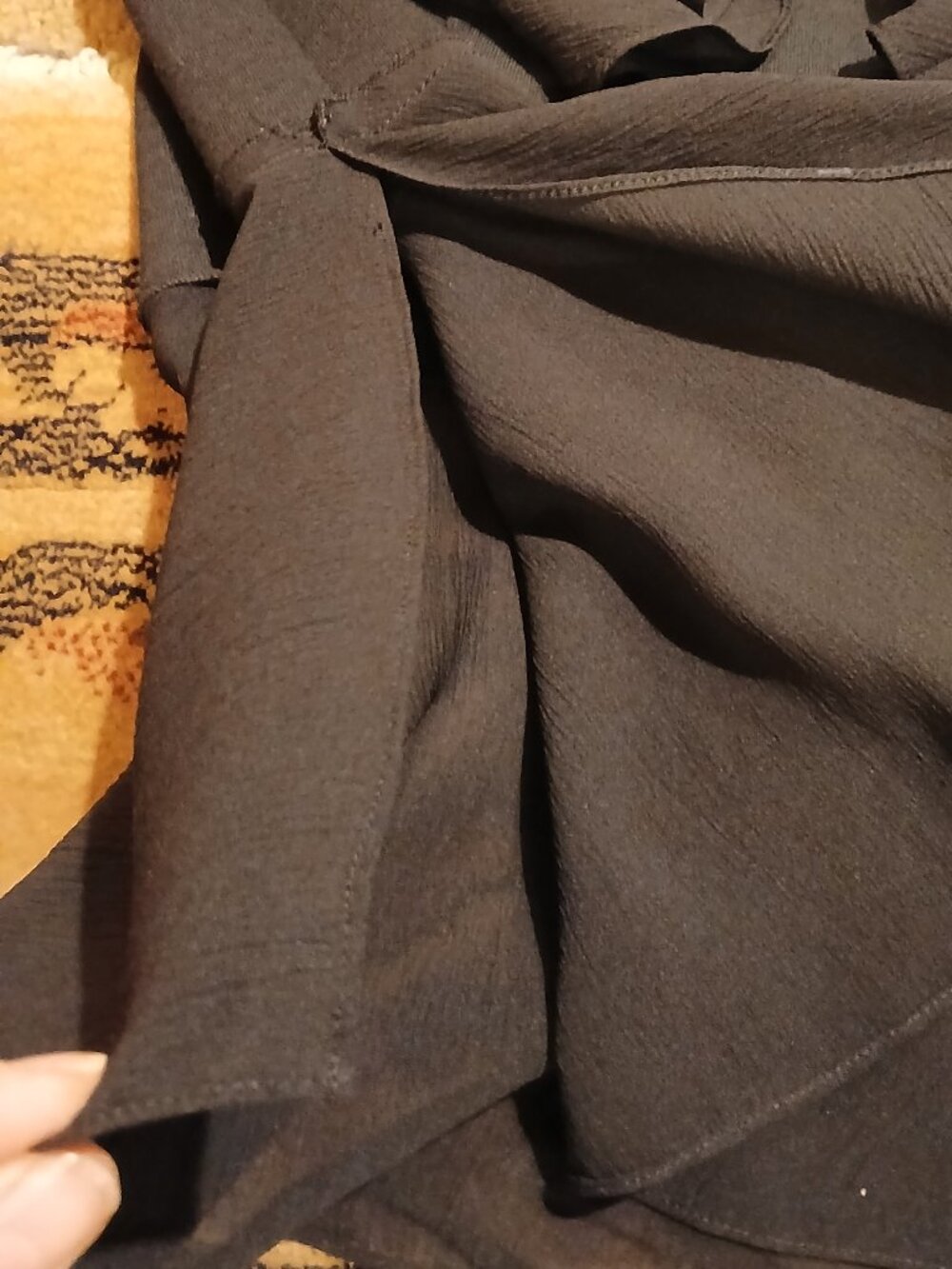 THEORY Black Long Sleeve Wool Peplum Sheer Sleeve/Hem Blouse - EUC - Picture 7 of 11